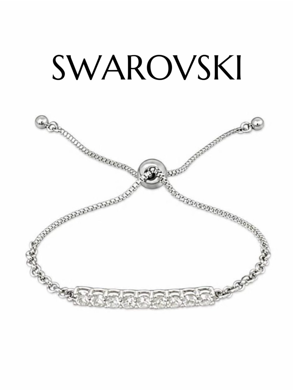 Swarovski Element Bolo Bracelet in Sterling Silver